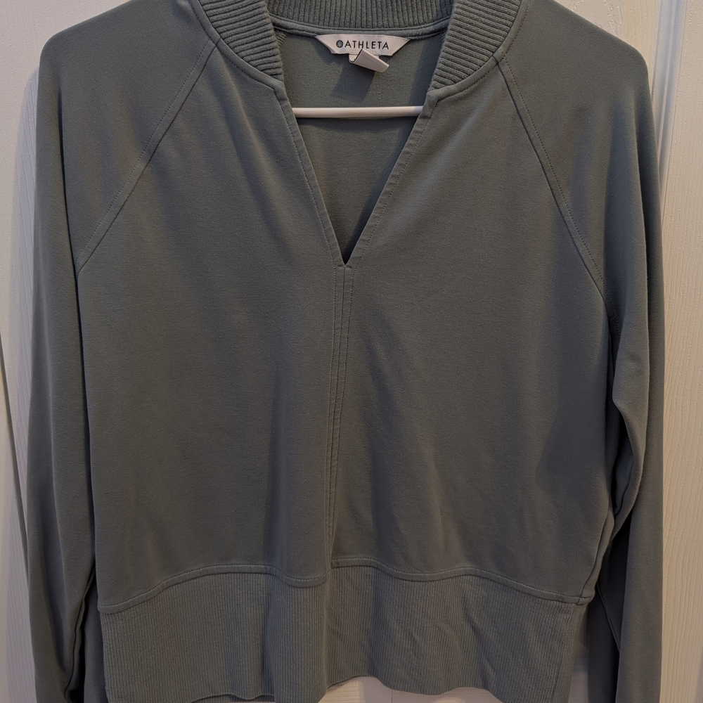 Athleta Gray V-Neck Pullover